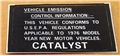 EMISSION LABEL CATALYST 1976 1500