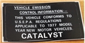 EMISSION LABEL CATALYST 1977 1500