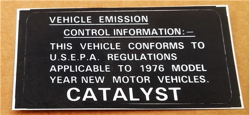 EMISSION LABEL CATALYST 1976 1500
